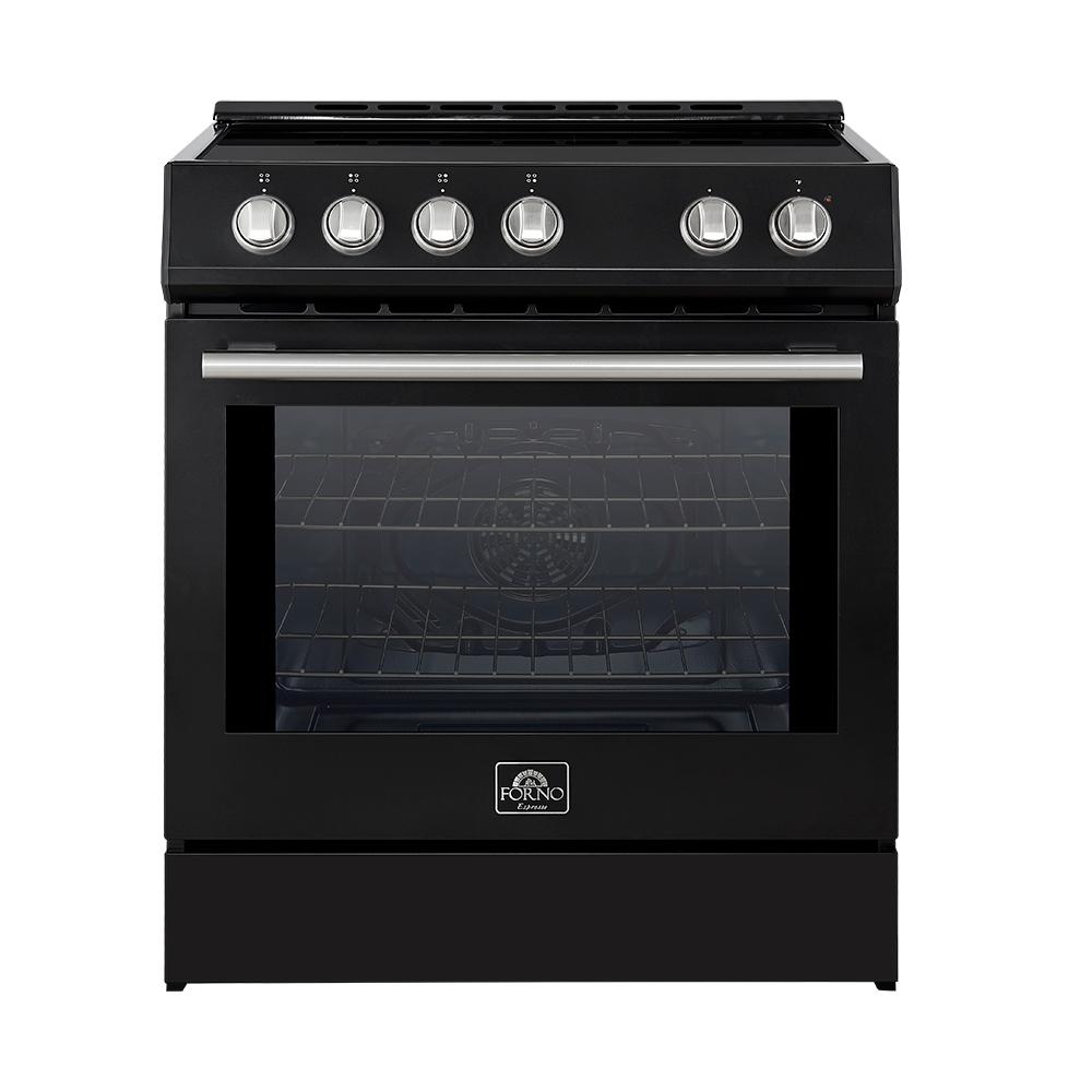 Forno FFSIN098230BLK Forno Leonardo Espresso 30-Inch Slide-In Black Induction Range, Convection Oven, 5 Cooking Zones, Touch Control Panel