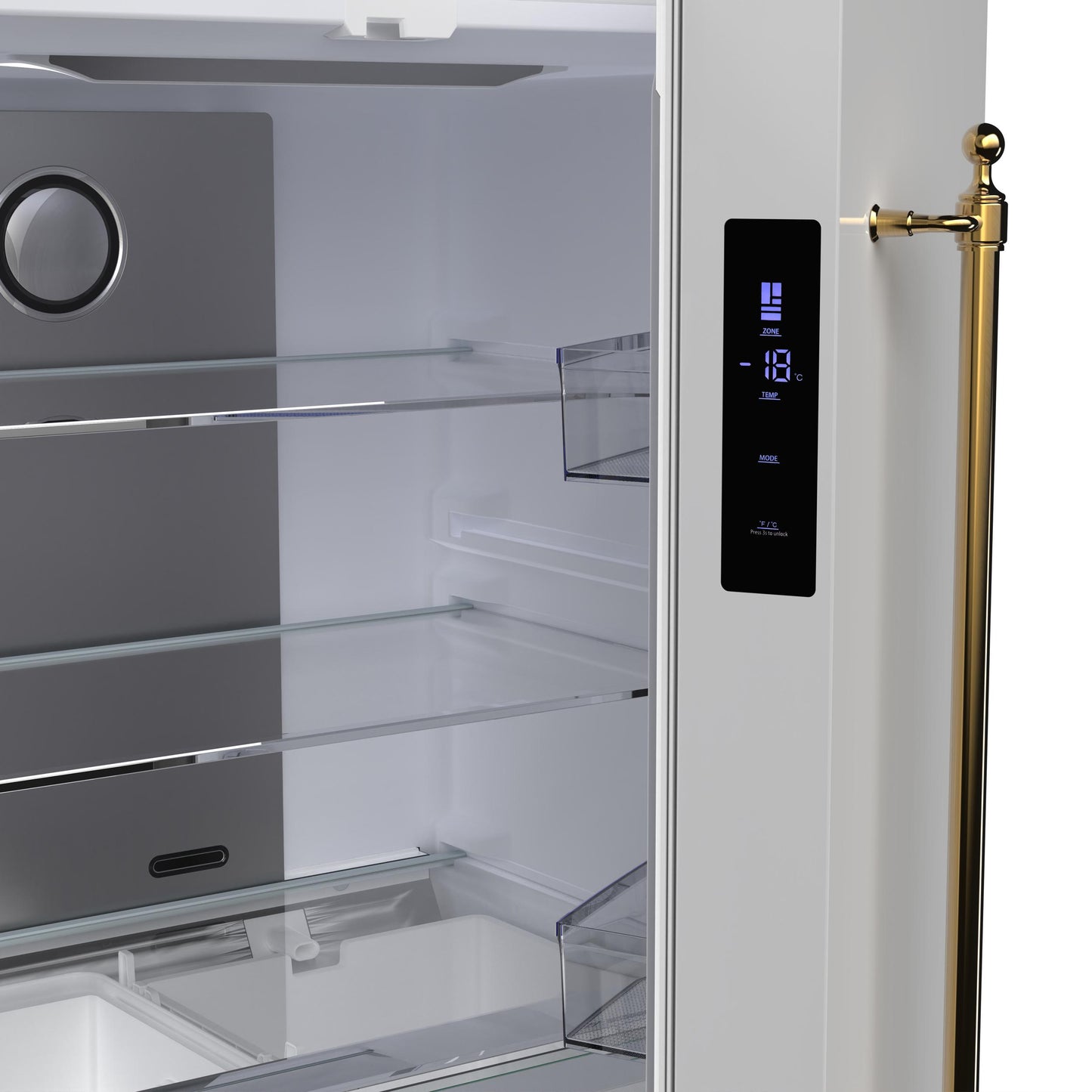 Forno FFFFD179133WHT Forno Luigi 33-Inch French Door Refrigerator, 18 Cu.Ft, White Finish, Antique Brass Handles, Energy Star Certified