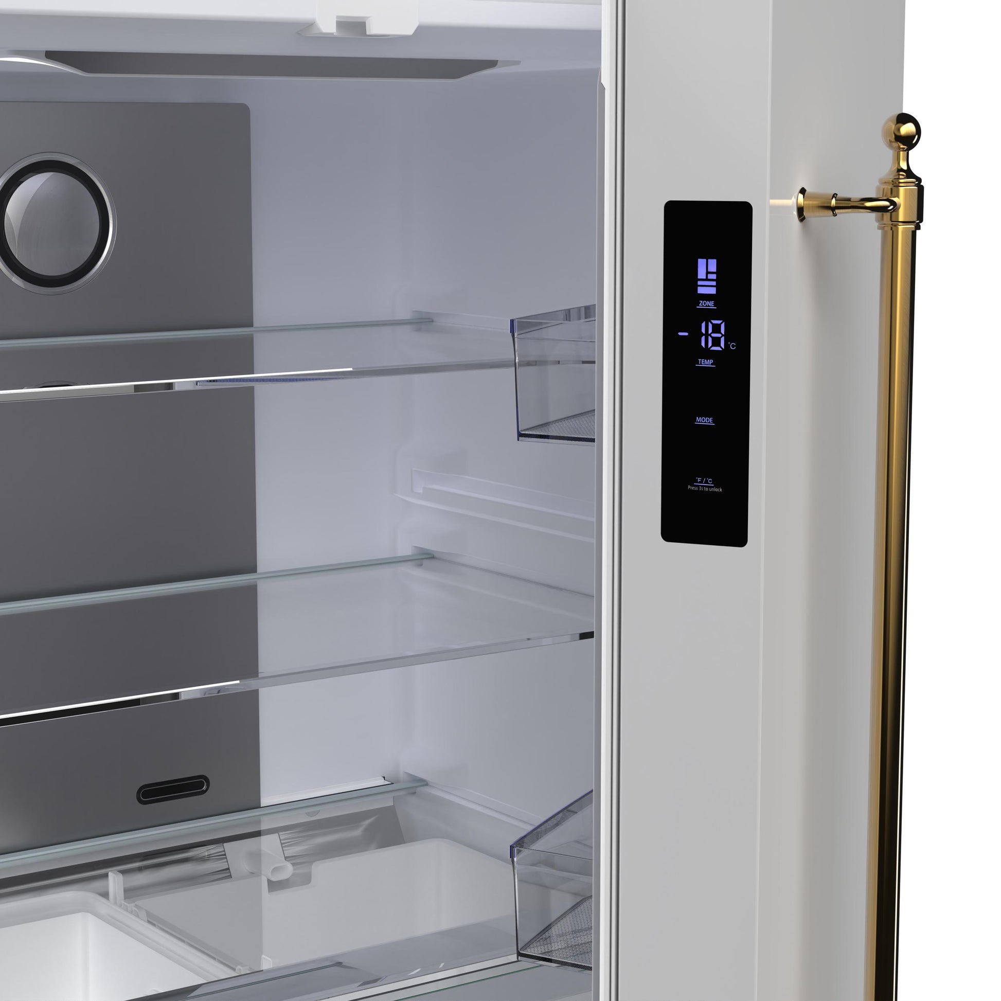 Forno FFFFD179133WHT Forno Luigi 33-Inch French Door Refrigerator, 18 Cu.Ft, White Finish, Antique Brass Handles, Energy Star Certified