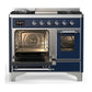 Ilve UMD40FNR3MBCLP Ilve Umd40Fnr3Mbclp Majestic Iii 40 Inch Dual Fuel Range With 6 Burners And Griddle, Dual Function Burner Up To 25,000 Btu (Liquid Propane, Triple Glass Door, Midnight Blue, Chrome)