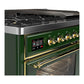 Ilve UM48FNR3EGG Ilve Um48Fnr3Egg Majestic Iii 48 Inch Dual Fuel Range With 8 Burners And Griddle, Dual Function Burner Up To 25,000 Btu (Natural Gas, Triple Glass Door, Emerald Green, Brass)