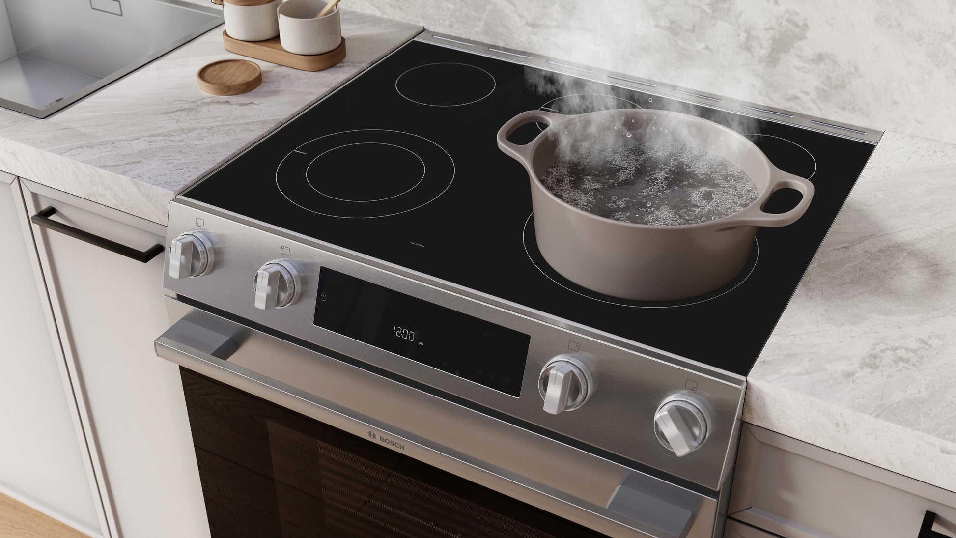 Bosch HEF3050MU 100 Series, Freestanding Electric Cooker, 30'', Stainless Steel