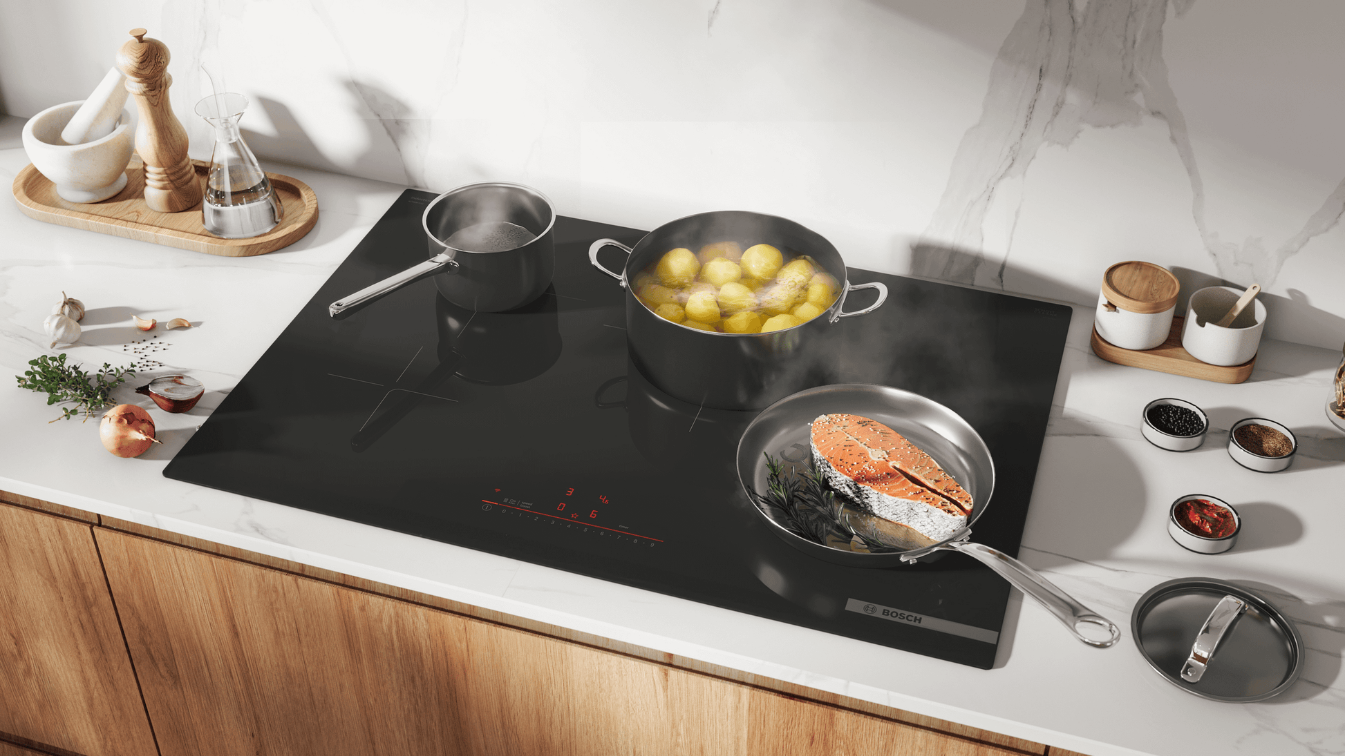 Bosch NIT5063UC 500 Series, Induction Hob, 30'', Surface Mount Without Frame