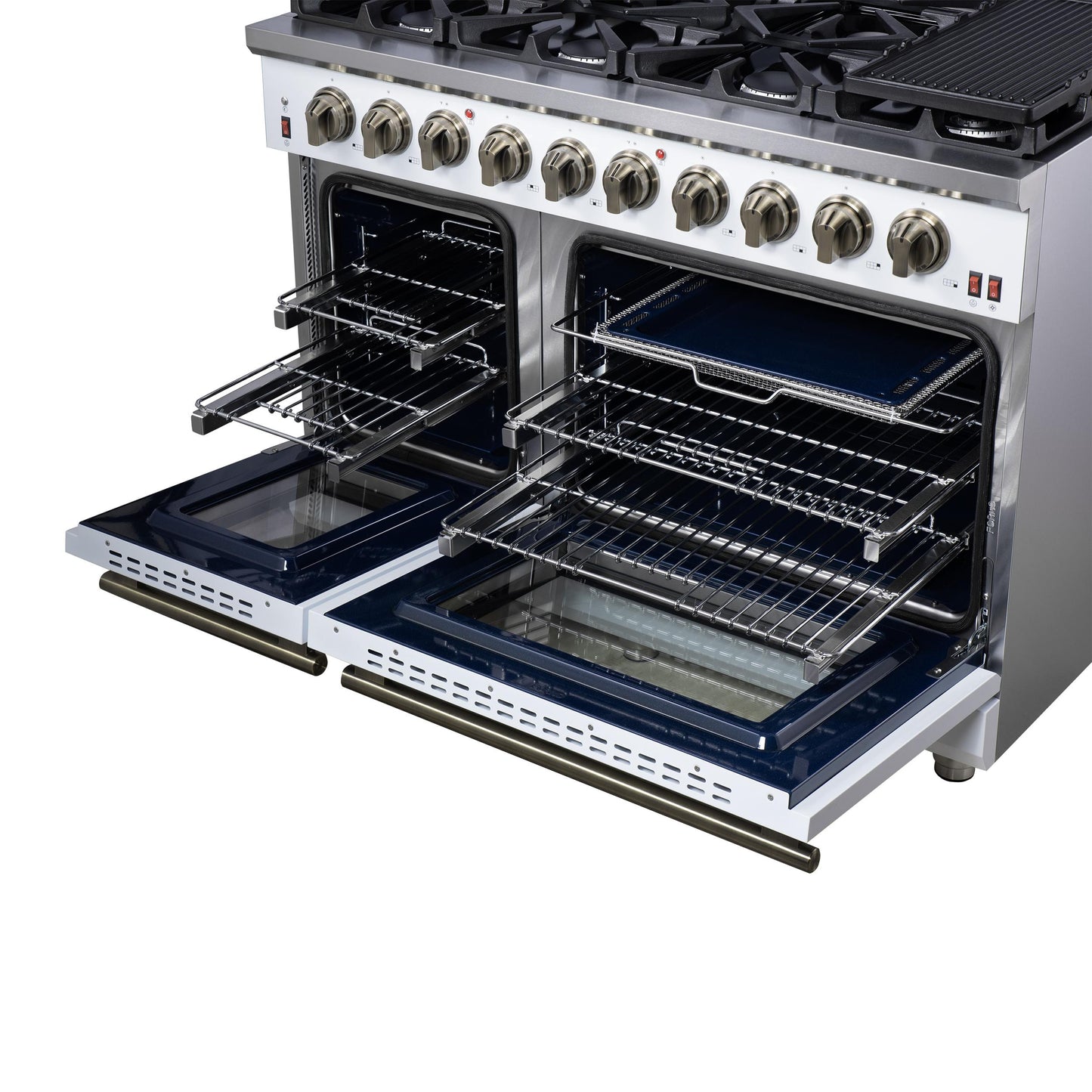 Forno FFSGS623948WHT Forno Massimo 48-Inch White Freestanding Gas Range, 8 Burners, True Convection Oven