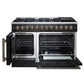Forno FFSGS635648BLK Forno Galiano 48-Inch French Door Dual Fuel Range, Black & Antique Brass Design, 8 Sealed Burners - 107,000 Btu, Griddle, 6.58 Cu.Ft. Double Ovens
