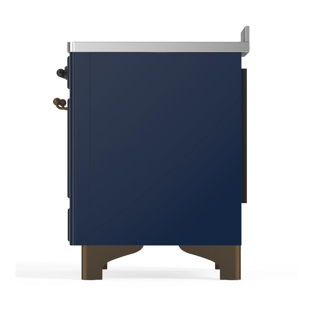 Ilve UMIB48QNR3MBB Ilve Umib48Qnr3Mbb Majestic Iii 48 Inch Induction Range With 6 Elements, 5.02 Cu. Ft. Total Oven Capacity (Solid Door, Midnight Blue, Burnished)