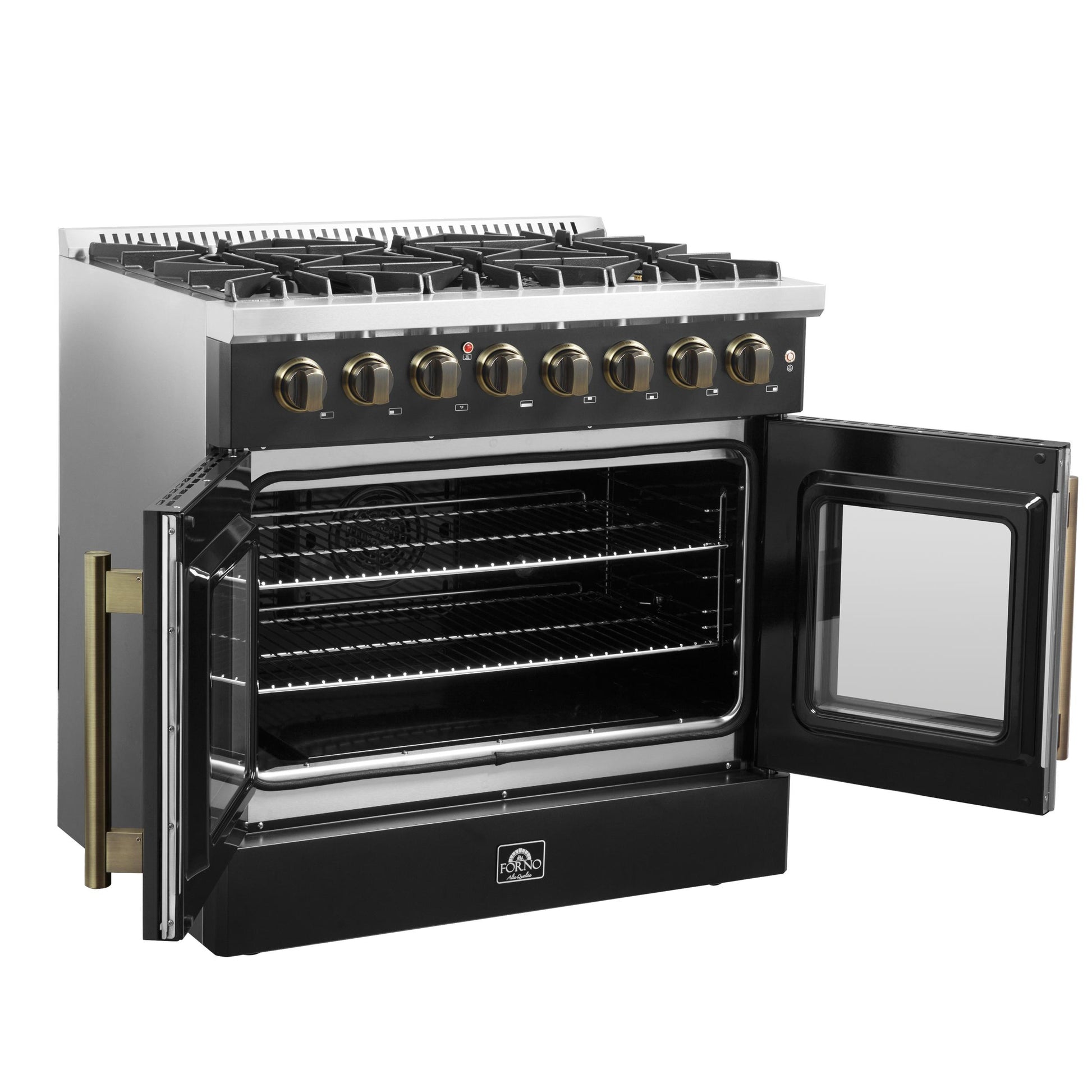 Forno FFSGS635636BLK Forno Galiano 36-Inch Freestanding French Door Dual Fuel Range Black