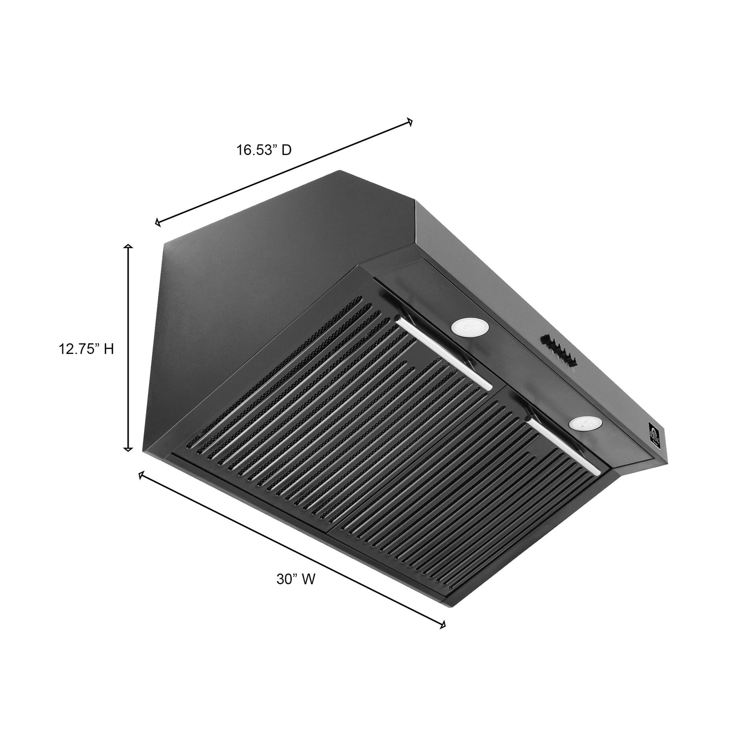 Forno FRHUC525530BLK Forno Bari Espresso 30-Inch Under Cabinet Range Hood, Black, 600 Cfm, Led Lighting, Dishwasher-Safe Baffle Filters, 3-Speed Fan Control