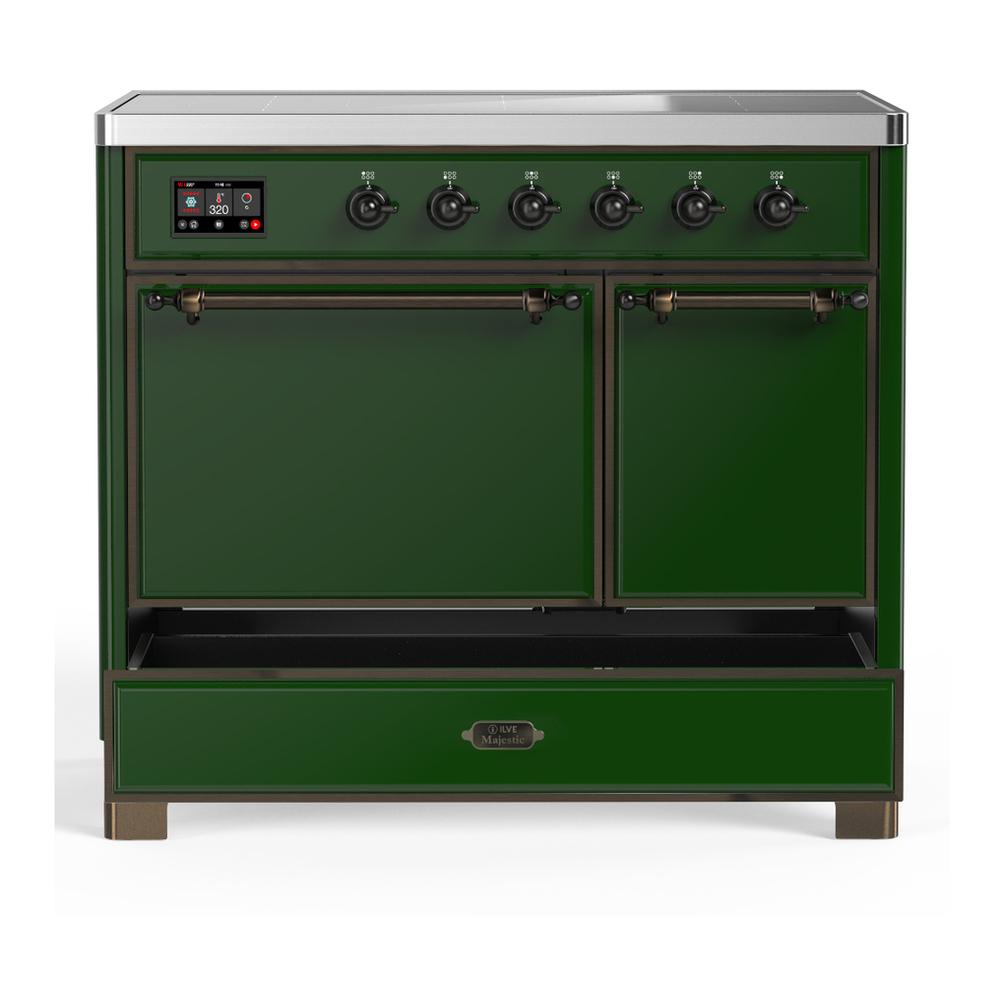 Ilve UMDIB40QNR3EGB Ilve Umdib40Qnr3Egb Majestic Iii 40 Inch Induction Range With 6 Elements, 3.82 Cu. Ft. Total Oven Capacity (Solid Door, Emerald Green, Burnished)