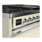 Ilve UM48FQNR3AWC Ilve Um48Fqnr3Awc Majestic Iii 48 Inch Dual Fuel Range With 8 Burners And Griddle, Dual Function Burner Up To 25,000 Btu (Natural Gas, Solid Door, Antique White, Chrome)