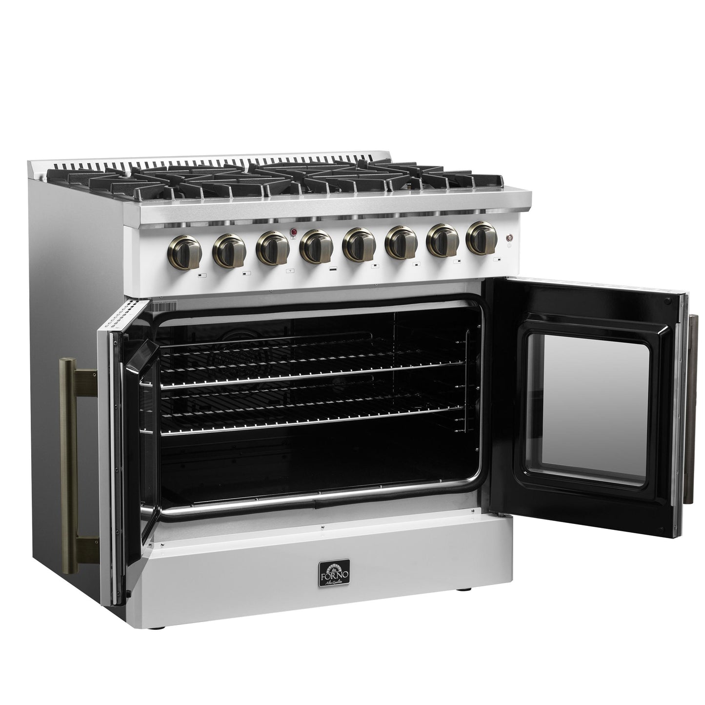 Forno FFSGS635636WHT Forno Galiano 36-Inch Freestanding French Door Dual Fuel Range White