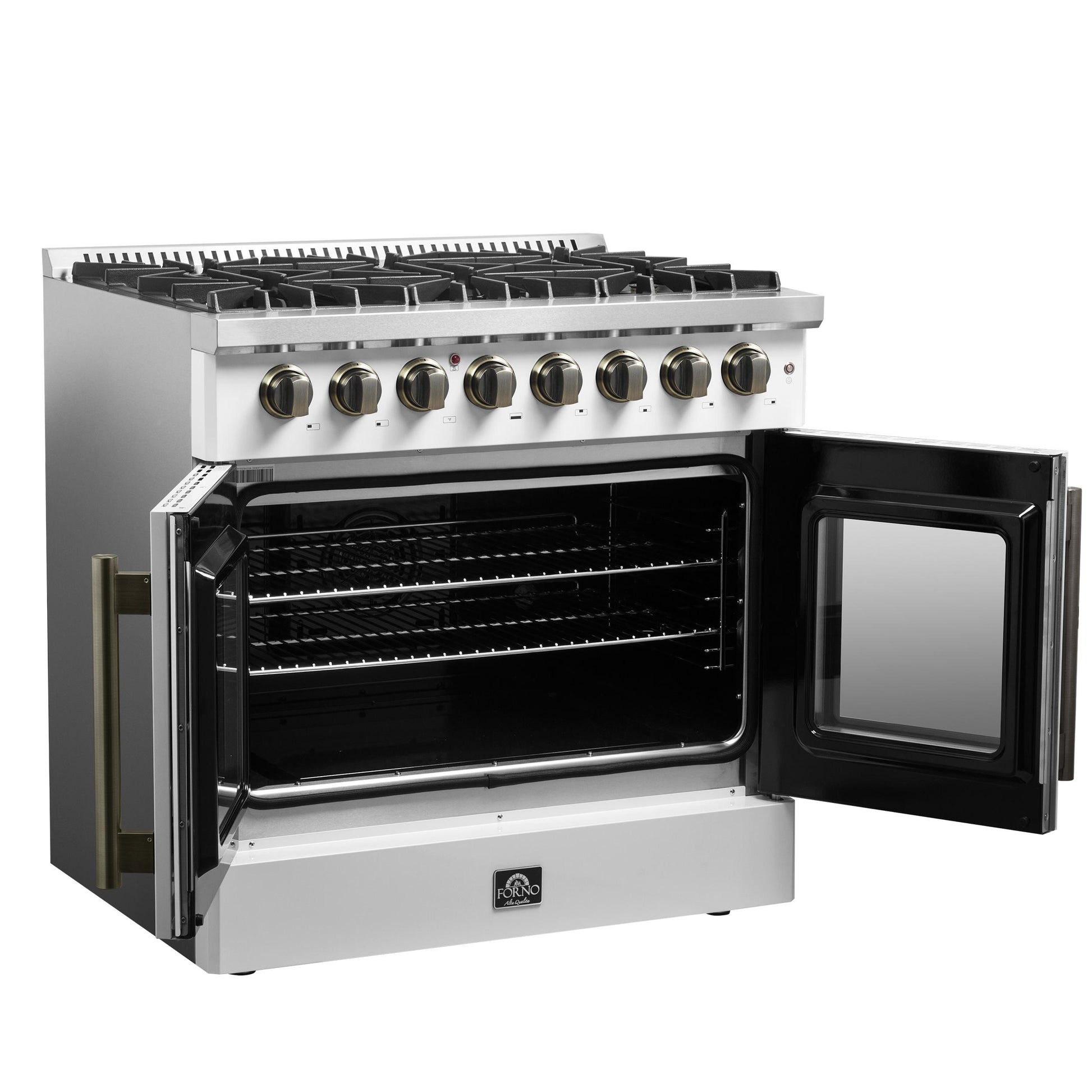 Forno FFSGS635636WHT Forno Galiano 36-Inch Freestanding French Door Dual Fuel Range White