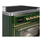 Ilve UMIB36NR3EGG Ilve Umib36Nr3Egg Majestic Iii 36 Inch Induction Range With 6 Elements, 3.5 Cu. Ft. Total Oven Capacity (Triple Glass Door, Emerald Green, Brass)