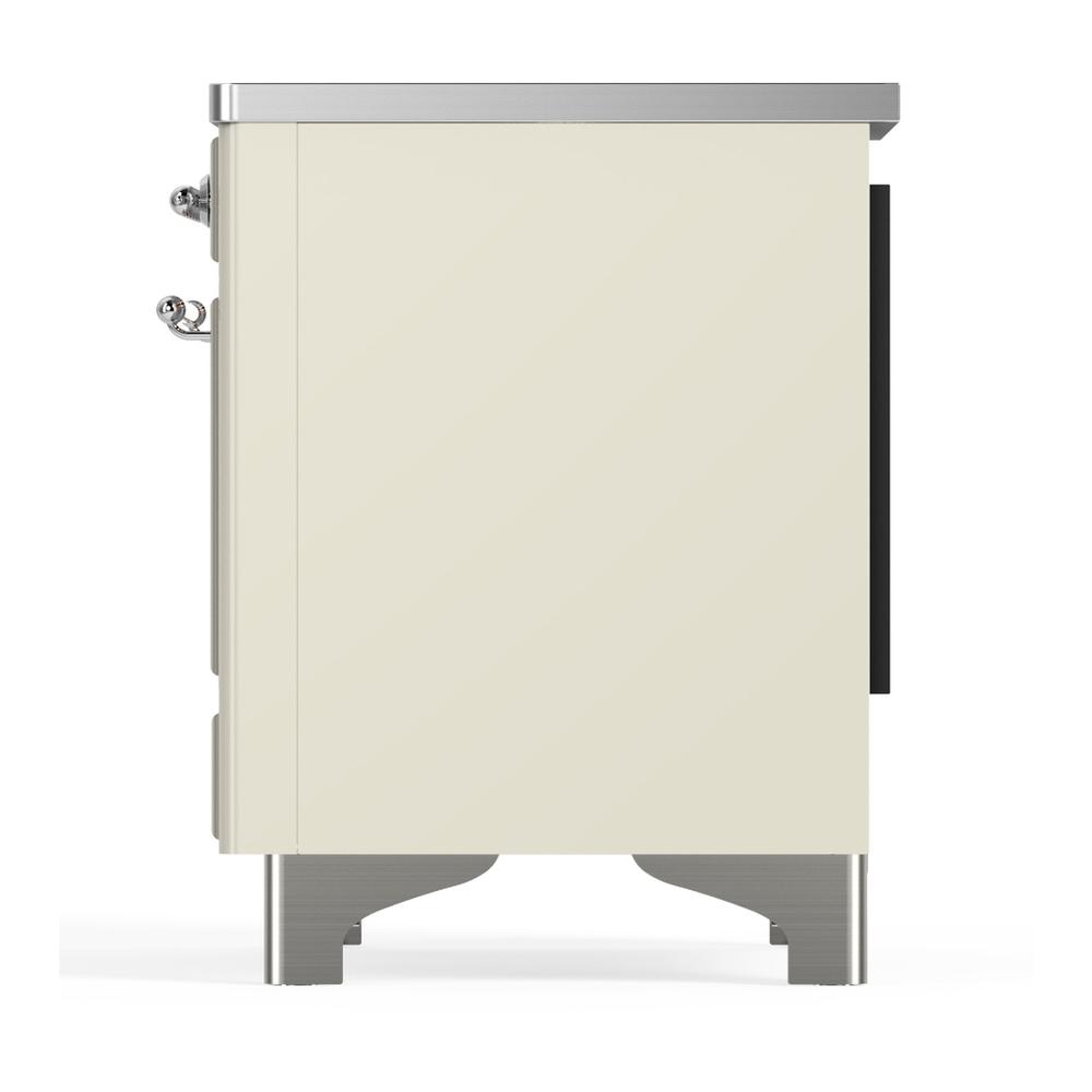 Ilve UMDIB40QNR3AWC Ilve Umdib40Qnr3Awc Majestic Iii 40 Inch Induction Range With 6 Elements, 3.82 Cu. Ft. Total Oven Capacity (Solid Door, Antique White, Chrome)