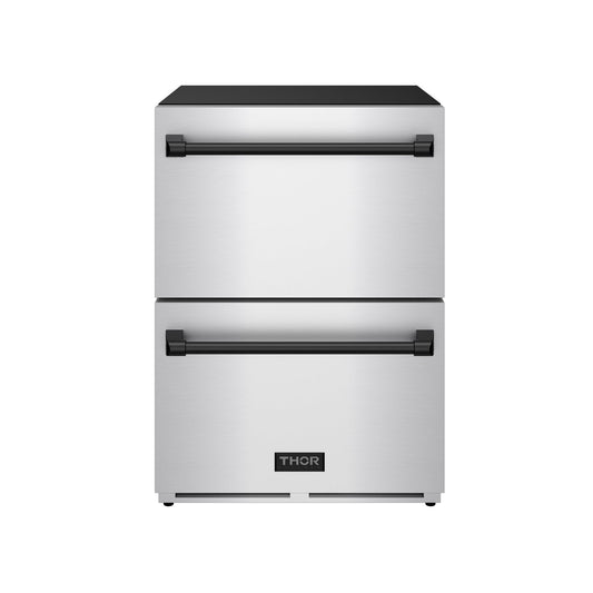Thor Kitchen RF24UBLK 24 Inch Undercounter Built-In Or Freestanding Drawer Refrigerator - Stainless Steel/Black Gordon Ramsay Series