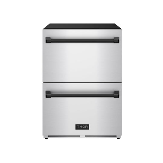 Thor Kitchen RF24UBLK 24 Inch Undercounter Built-In Or Freestanding Drawer Refrigerator - Stainless Steel/Black Gordon Ramsay Series
