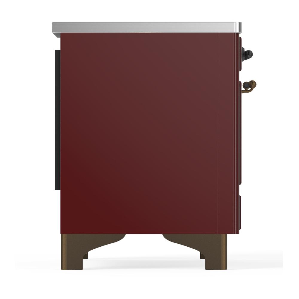 Ilve UMDIB40NR3BUB Ilve Umdib40Nr3Bub Majestic Iii 40 Inch Induction Range With 6 Elements, 3.82 Cu. Ft. Total Oven Capacity (Triple Glass Door, Burgundy, Burnished)