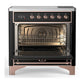 Ilve UMIB36NR3BKP Ilve Umib36Nr3Bkp Majestic Iii 36 Inch Induction Range With 6 Elements, 3.5 Cu. Ft. Total Oven Capacity (Triple Glass Door, Glossy Black, Copper)