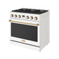 Thor Kitchen ARG36WLPBRZ 36 Inch Liquid Propane Range In White And Bronze- Contemporary Professional