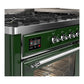 Ilve UM60FNR3EGC Ilve Um60Fnr3Egc Majestic Iii 60 Inch Dual Fuel Range With 9 Burners And Griddle, Dual Function Burner Up To 25,000 Btu (Natural Gas, Triple Glass Door, Emerald Green, Chrome)