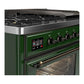 Ilve UM48FNR3EGB Ilve Um48Fnr3Egb Majestic Iii 48 Inch Dual Fuel Range With 8 Burners And Griddle, Dual Function Burner Up To 25,000 Btu (Natural Gas, Triple Glass Door, Emerald Green, Burnished)