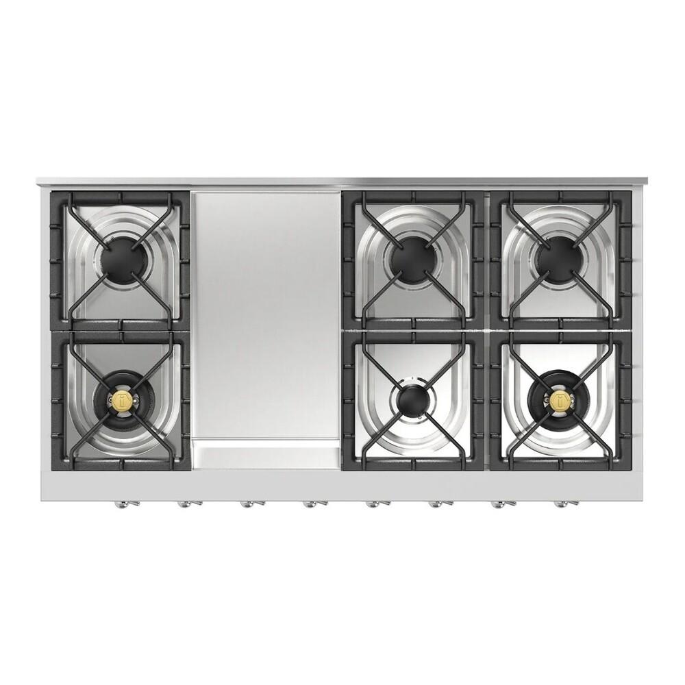 Ilve UHCP48FNSSC Ilve Uhcp48Fnssc Nostalgie Ii 48 Inch Built-In Gas Rangetop With Griddle, In Stainless Steel (Natural Gas, Chrome)