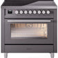 Ilve UPI366WMPMG Professional Plus Ii 36 Inch Electric Freestanding Range In Matte Graphite With Trim