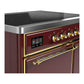 Ilve UMDIB40QNR3BUG Ilve Umdib40Qnr3Bug Majestic Iii 40 Inch Induction Range With 6 Elements, 3.82 Cu. Ft. Total Oven Capacity (Solid Door, Burgundy, Brass)