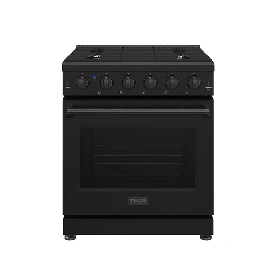 Thor Kitchen LRG3001UB 30 Inch Professional Gas Range In Black