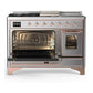 Ilve UM48FSNR3SSP Ilve Um48Fsnr3Ssp Majestic Iii 48 Inch Dual Fuel Range With 5 Black Brass Burners, Griddle And French Top, Dual Function Burner Up To 25,000 Btu (Natural Gas, Triple Glass Door, Stainless Steel, Copper)