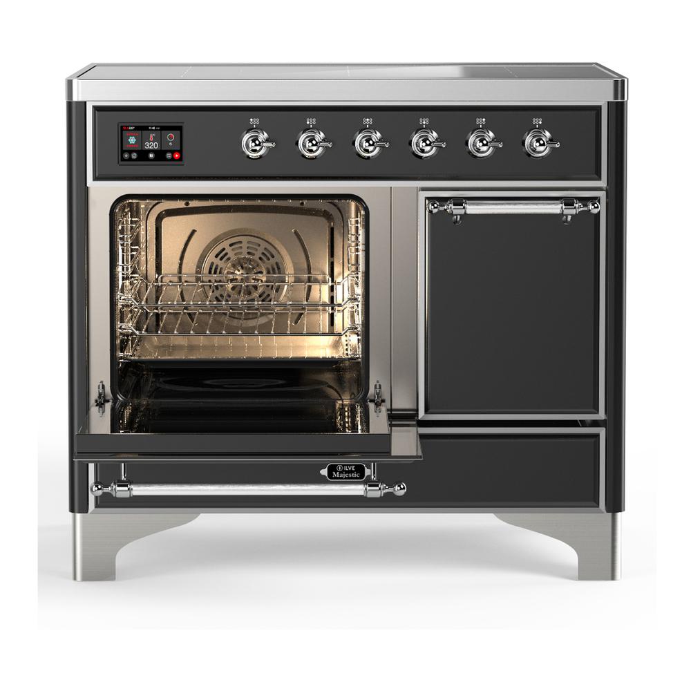 Ilve UMDIB40QNR3MGC Ilve Umdib40Qnr3Mgc Majestic Iii 40 Inch Induction Range With 6 Elements, 3.82 Cu. Ft. Total Oven Capacity (Solid Door, Graphite Matte, Chrome)