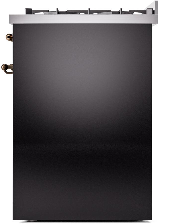Ilve UP30NMPBKBLP Nostalgie Ii 30 Inch Dual Fuel Liquid Propane Freestanding Range In Glossy Black With Bronze Trim