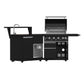 Forno FODKT2582BLK Forno All Aperto 62,600 Btu Bbq, 3 Stainless Steel Burners, Infrared Burners, Sink Module, Black Sintered Stone Countertops, Bar And Beverage Center