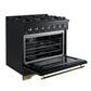 Forno FFSGS611336BLK Forno Antico 36-Inch Dual Fuel Range, Black And Antique Brass, 6 Burners, 4.5 Cu.Ft. Convection Oven