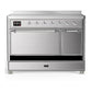 Ilve UMIB48QNR3SSC Ilve Umib48Qnr3Ssc Majestic Iii 48 Inch Induction Range With 6 Elements, 5.02 Cu. Ft. Total Oven Capacity (Solid Door, Stainless Steel, Chrome)