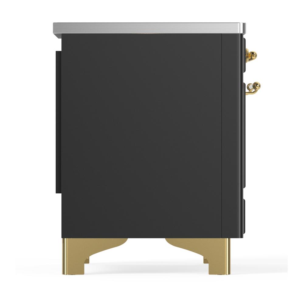 Ilve UMIB36NR3MGG Ilve Umib36Nr3Mgg Majestic Iii 36 Inch Induction Range With 6 Elements, 3.5 Cu. Ft. Total Oven Capacity (Triple Glass Door, Graphite Matte, Brass)