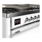 Ilve UM60FSQNR3WHCLP Ilve Um60Fsqnr3Whclp Majestic Iii 60 Inch Dual Fuel Range With 7 Burners, Griddle And French Top, Dual Function Burner With Up To 25,000 Btu (Liquid Propane, Solid Door, White, Chrome)
