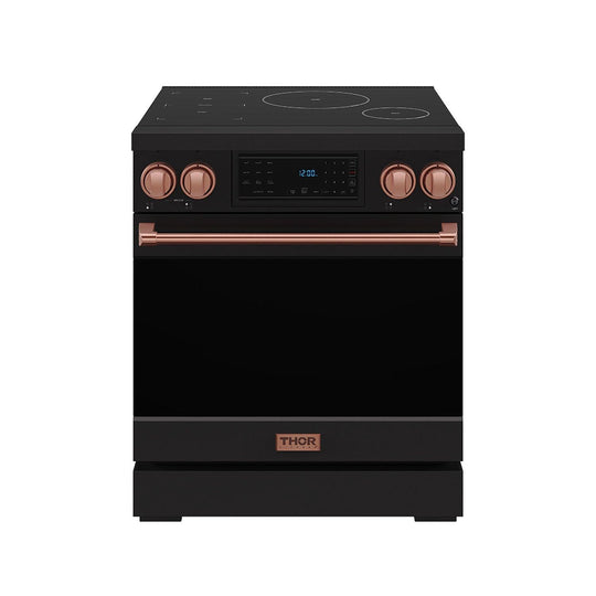 Thor Kitchen RSI30BRSG 30 Inch Professional Induction Range With Tilt Panel Touch Control In Black And Rose Gold Gordon Ramsay Series