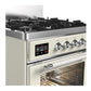 Ilve UM30NR3AWC Ilve Um30Nr3Awc Majestic Iii 30 Inch Dual Fuel Range With 5 Black Brass Burners, Dual Function Burner Up To 25,000 Btu (Natural Gas, Triple Glass Door, Antique White, Chrome)