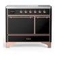 Ilve UMDIB40QNR3BKP Ilve Umdib40Qnr3Bkp Majestic Iii 40 Inch Induction Range With 6 Elements, 3.82 Cu. Ft. Total Oven Capacity (Solid Door, Glossy Black, Copper)