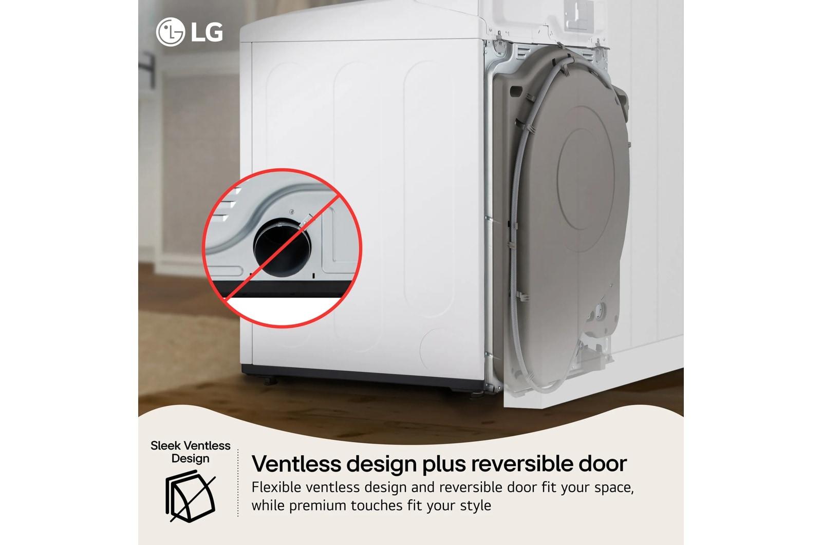 Lg DLHC8402W 7.3 Cu. Ft. Ultra Large Capacity Smart Rear Control Ventless Dryer With Dual Inverter Heat Pump Technology And Inverter Direct Drive Motor System