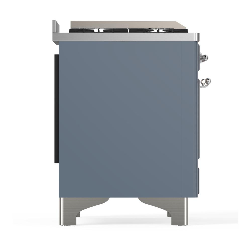 Ilve UM60FSNR3BGC Ilve Um60Fsnr3Bgc Majestic Iii 60 Inch Dual Fuel Range With 7 Burners, Griddle And French Top, Dual Function Burner With Up To 25,000 Btu (Natural Gas, Triple Glass Door, Blue Grey, Chrome)