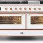 Ilve UM15FDNS3WHP Majestic Ii 60 Inch Dual Fuel Natural Gas Freestanding Range In White With Copper Trim