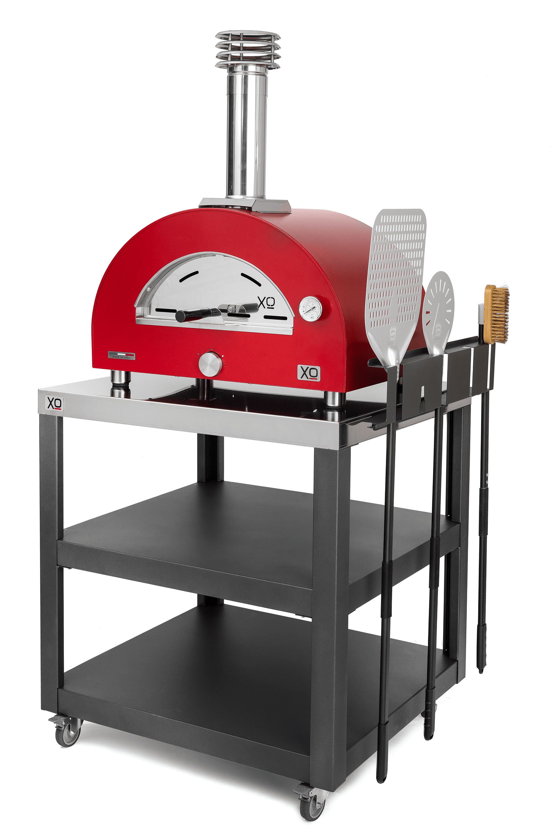Xo Appliance XOPIZZA1HROL Countertop Hybrid Gas & Wood Oven In Red