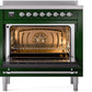 Ilve UPI366NMPEGC Nostalgie Ii 36 Inch Electric Freestanding Range In Emerald Green With Chrome Trim