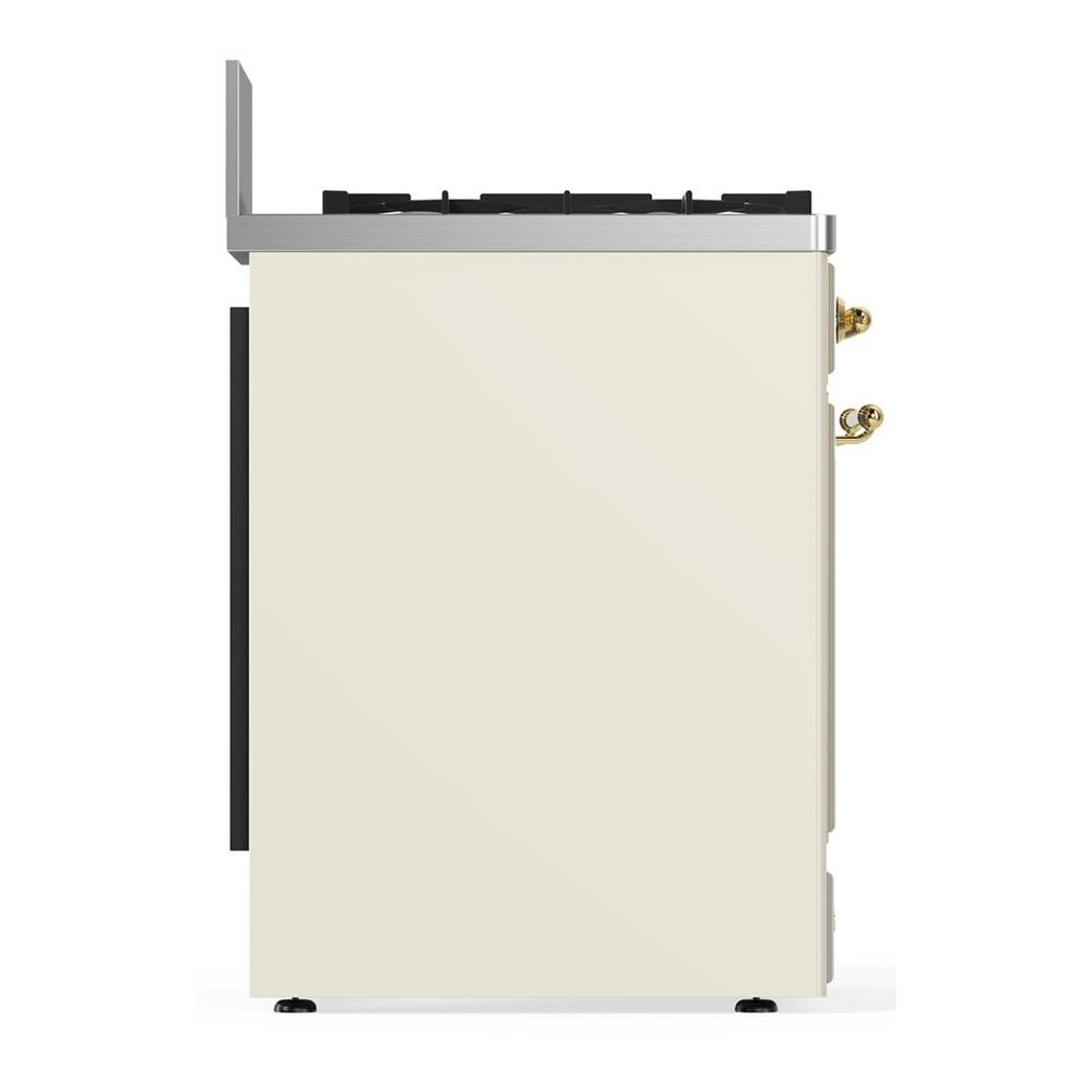 Ilve UM30QNR3AWG Ilve Um30Qnr3Awg Majestic Iii 30 Inch Dual Fuel Range With 5 Black Brass Burners, Dual Function Burner Up To 25,000 Btu (Natural Gas, Solid Door, Antique White, Brass)