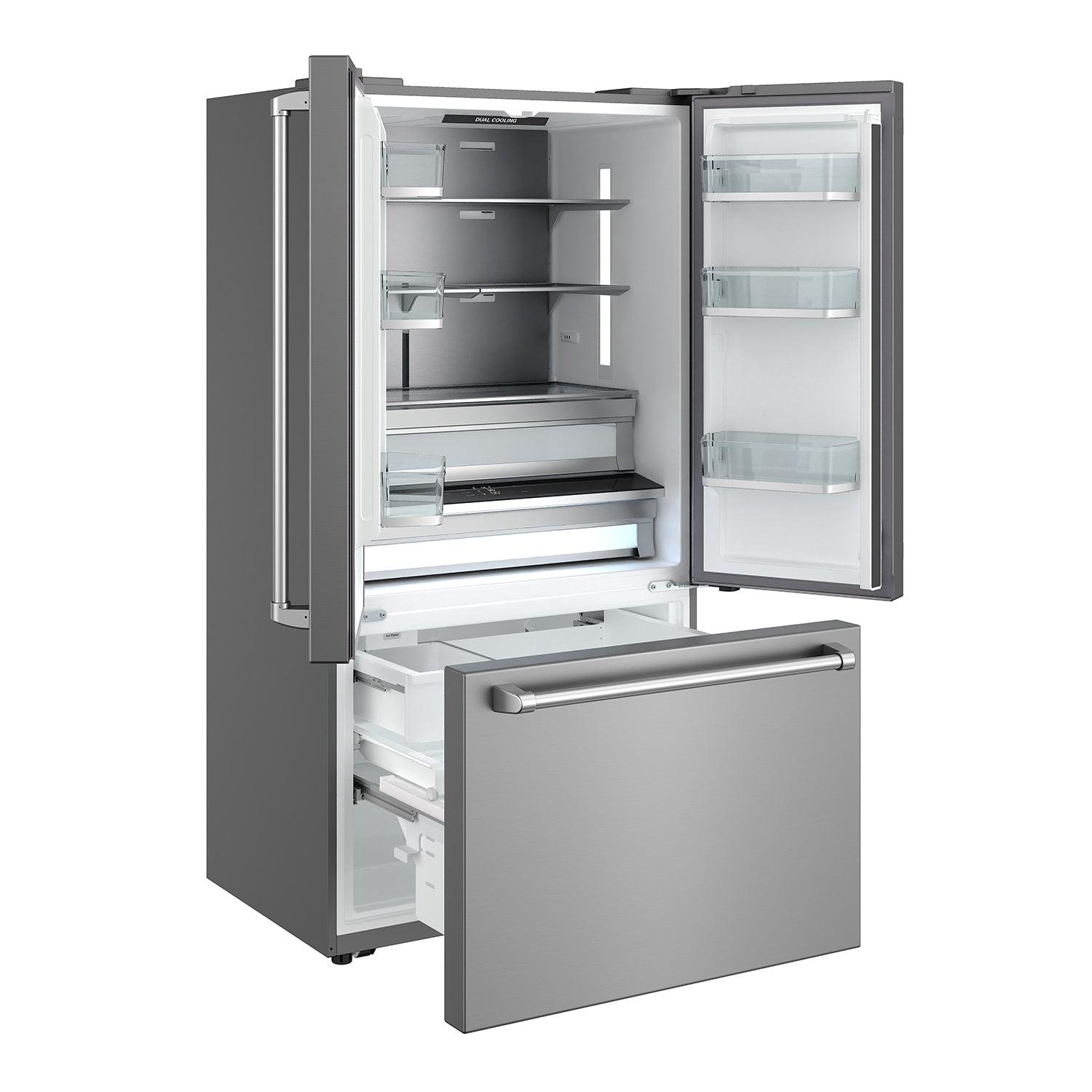 Thor Kitchen TRF3603FD 36 Inch Counter Depth Freestanding French Door Refrigerator With Internal Water And Ice