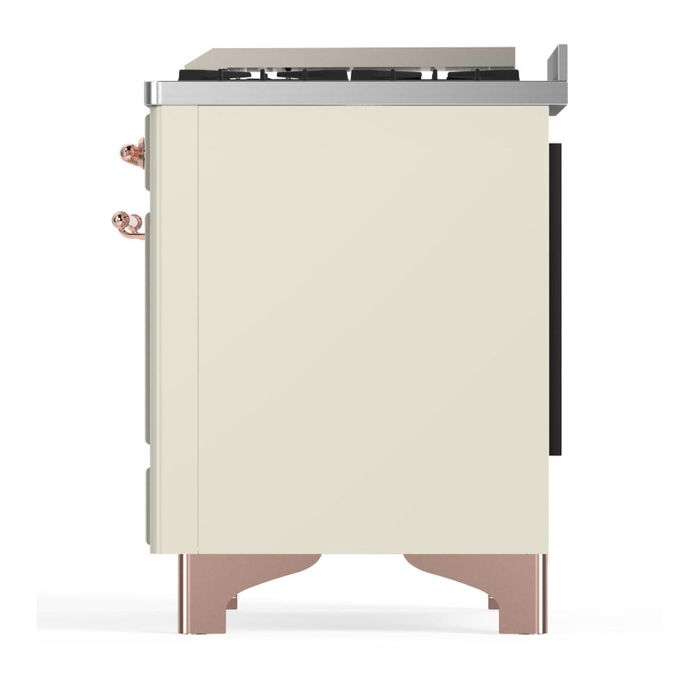 Ilve UM36FQNR3AWPLP Ilve Um36Fqnr3Awplp Majestic Iii 36 Inch Dual Fuel Range With 6 Black Brass Burners And Griddle, Dual Function Burner Up To 25,000 Btu (Solid Door, Antique White, Copper, Liquid Propane)