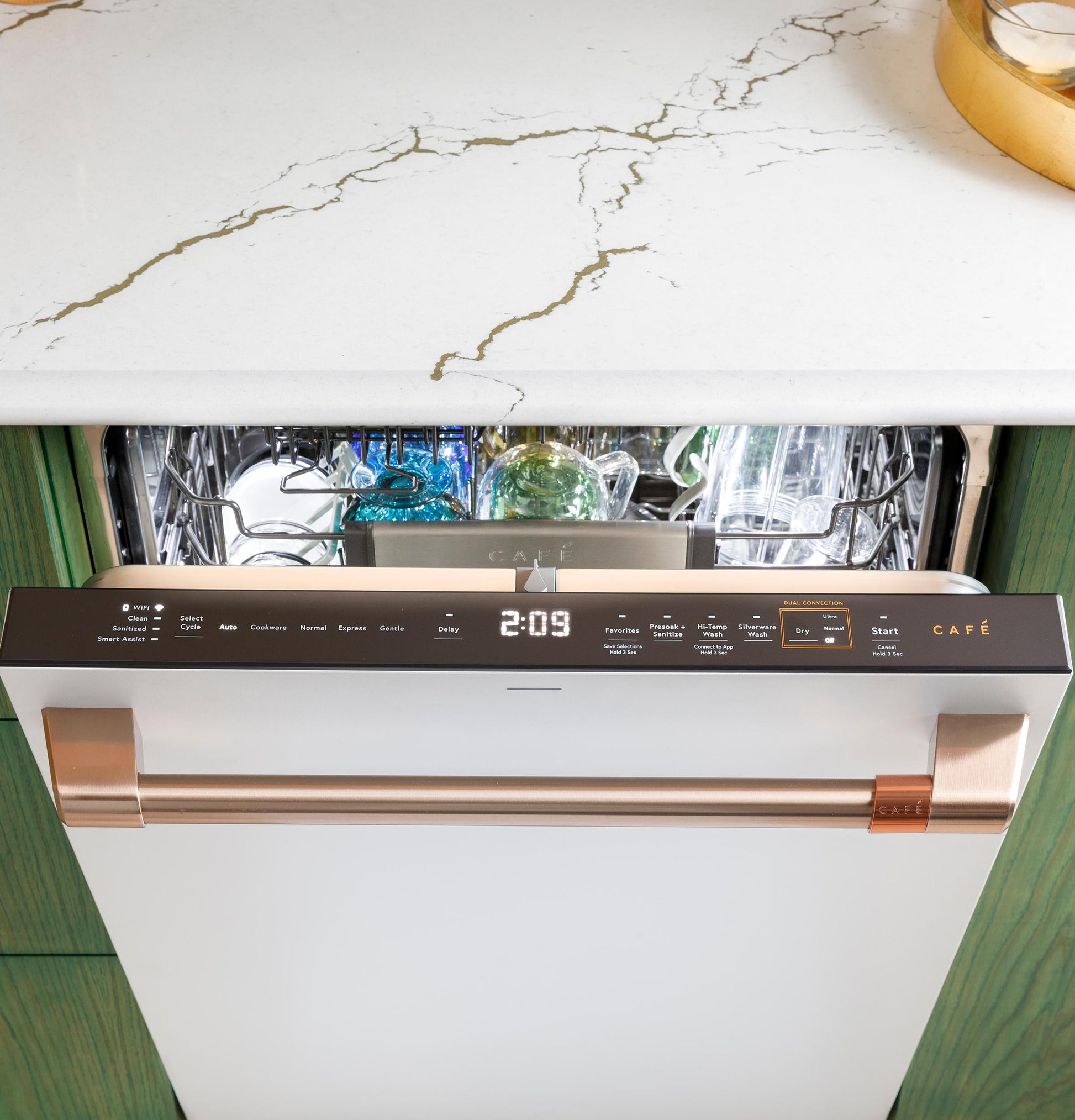 Cafe CDT888P4VW2 Café&#8482; Customfit Energy Star Stainless Interior Smart Dishwasher With Ultra Wash Top Rack And Dual Convection Ultra Dry, Led Lights, 39 Dba