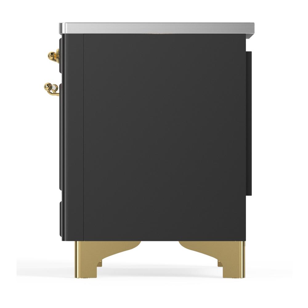 Ilve UMDIB40QNR3MGG Ilve Umdib40Qnr3Mgg Majestic Iii 40 Inch Induction Range With 6 Elements, 3.82 Cu. Ft. Total Oven Capacity (Solid Door, Graphite Matte, Brass)